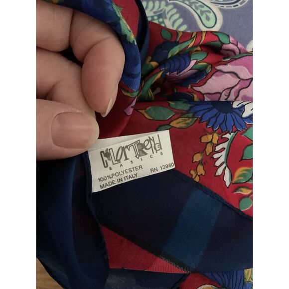 Vintage Navy & Red Scarf Made in Italy Floral - Picture 10 of 10